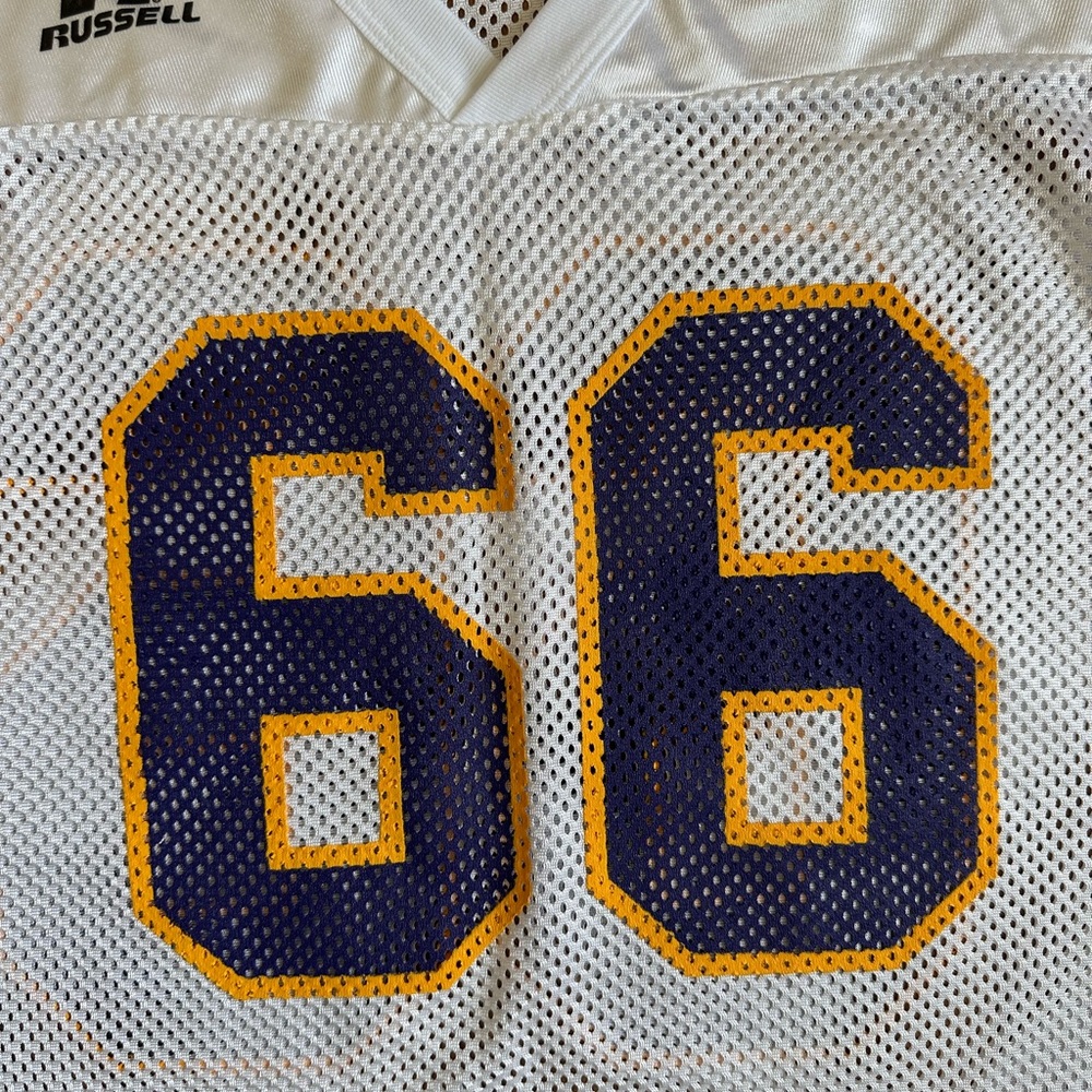 Russell Athletic #66 White, Purple & Gold Football Practice Jersey - Picture 3 of 7